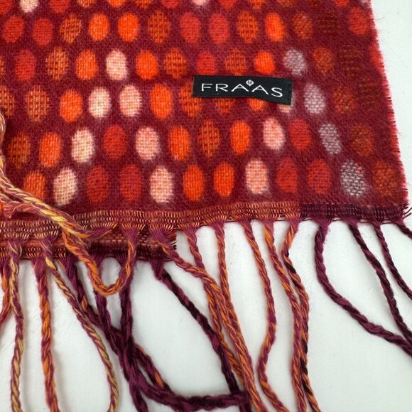 Frass Cashmink Womens Polka Dot Chevron Scarf One Size Red Orange Fringe Hem Y2K - Picture 8 of 9